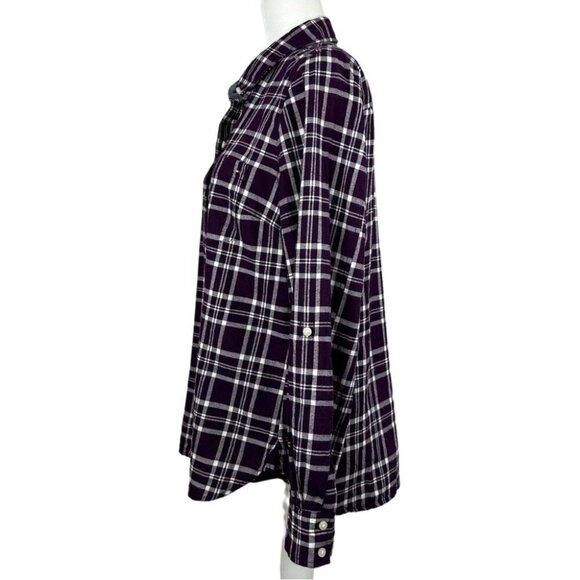 Tommy Hilfiger Women's Purple Y2K Plaid Casual Flannel Button Down Shirt S/C41 - Picture 3 of 12